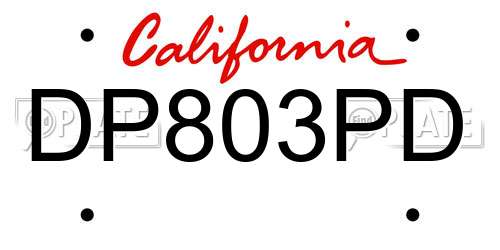 DP803PD California License Plate