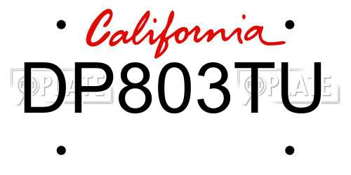 DP803TU California License Plate