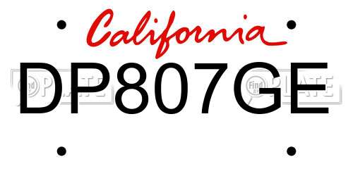 DP807GE California License Plate