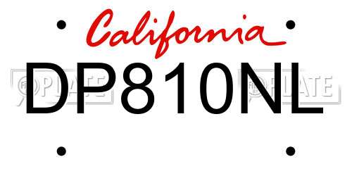 DP810NL California License Plate