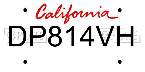 DP814VH California License Plate