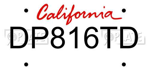 DP816TD California License Plate