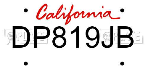 DP819JB California License Plate
