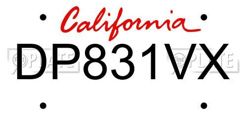 DP831VX California License Plate