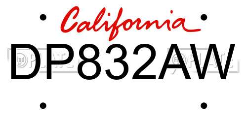 DP832AW California License Plate