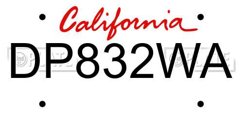 DP832WA California License Plate
