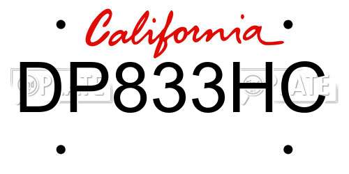 DP833HC California License Plate