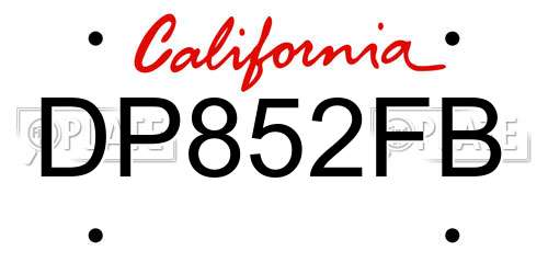 DP852FB California License Plate
