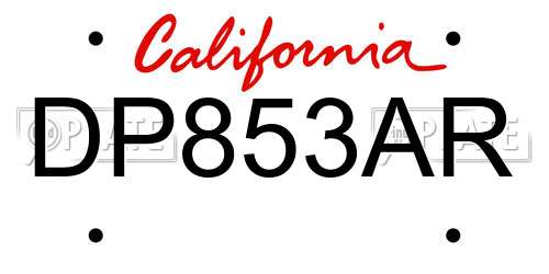 DP853AR California License Plate