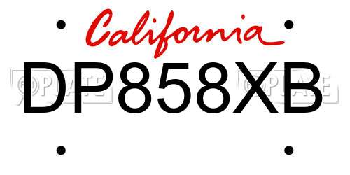DP858XB California License Plate