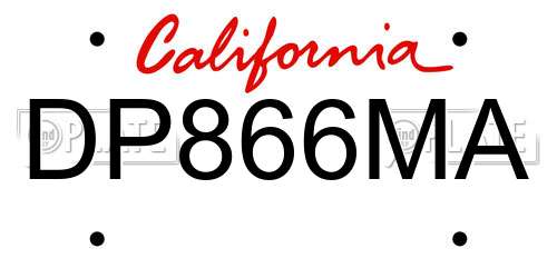 DP866MA California License Plate