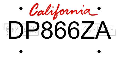 DP866ZA California License Plate