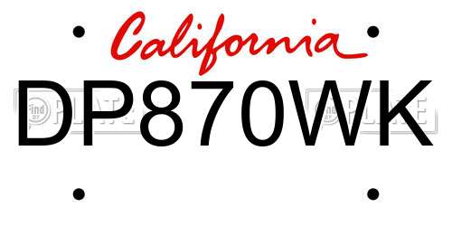 DP870WK California License Plate