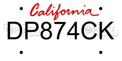 DP874CK California License Plate