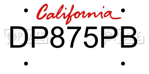 DP875PB California License Plate