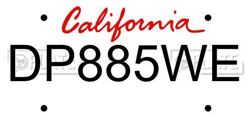 DP885WE California License Plate