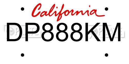 DP888KM California License Plate