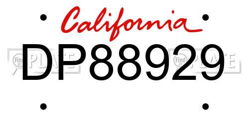 DP88929 California License Plate