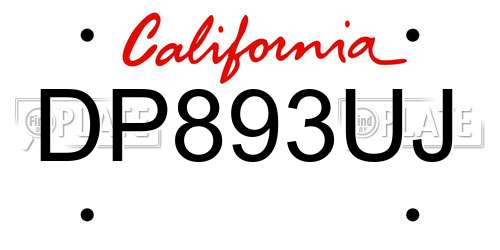 DP893UJ California License Plate