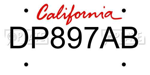 DP897AB California License Plate