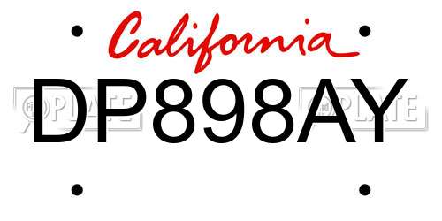 DP898AY California License Plate