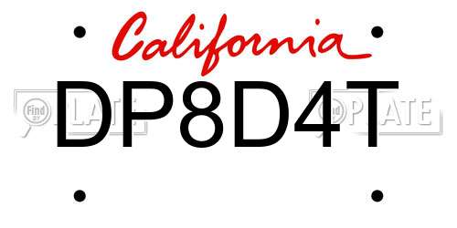 DP8D4T California License Plate