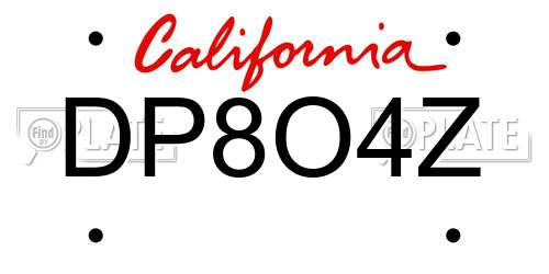 DP8O4Z California License Plate