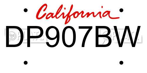 DP907BW California License Plate