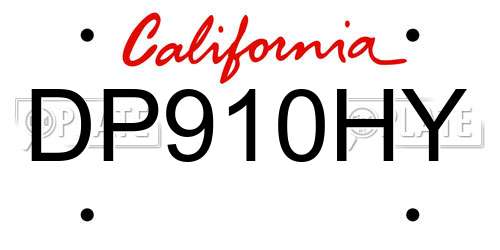 DP910HY California License Plate