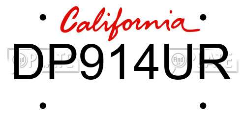 DP914UR California License Plate