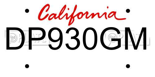 DP930GM California License Plate