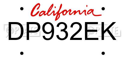 DP932EK California License Plate