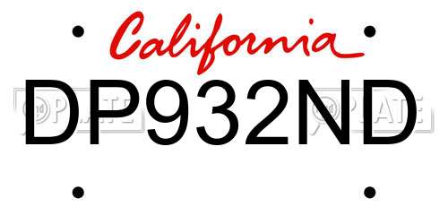 DP932ND California License Plate