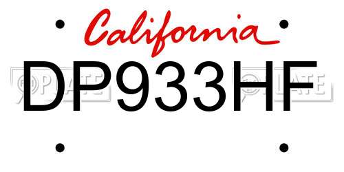 DP933HF California License Plate