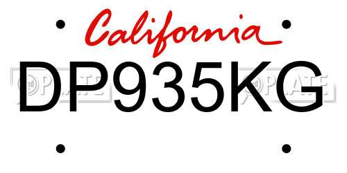 DP935KG California License Plate