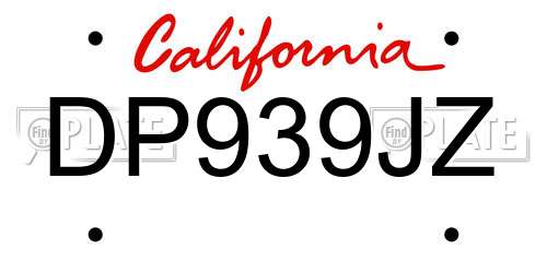 DP939JZ California License Plate