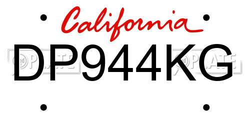 DP944KG California License Plate