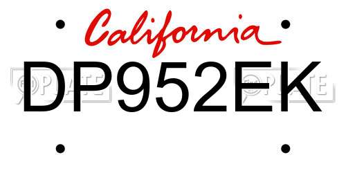 DP952EK California License Plate