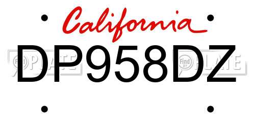 DP958DZ California License Plate