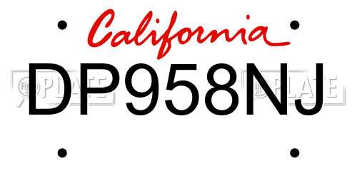 DP958NJ California License Plate