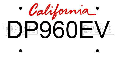 DP960EV California License Plate