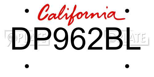 DP962BL California License Plate