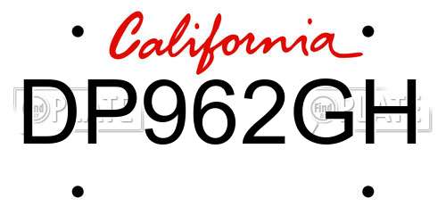 DP962GH California License Plate
