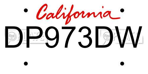 DP973DW California License Plate