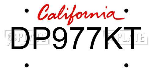 DP977KT California License Plate