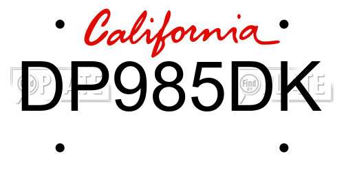 DP985DK California License Plate