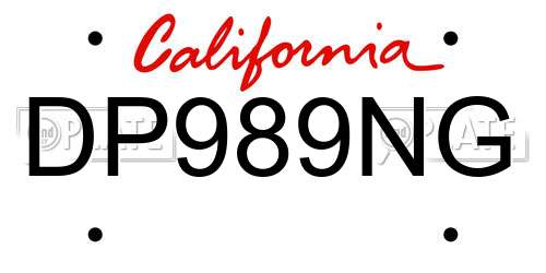 DP989NG California License Plate