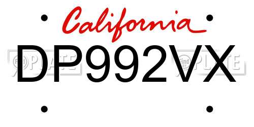 DP992VX California License Plate