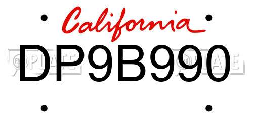 DP9B990 California License Plate