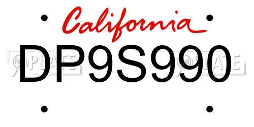 DP9S990 California License Plate